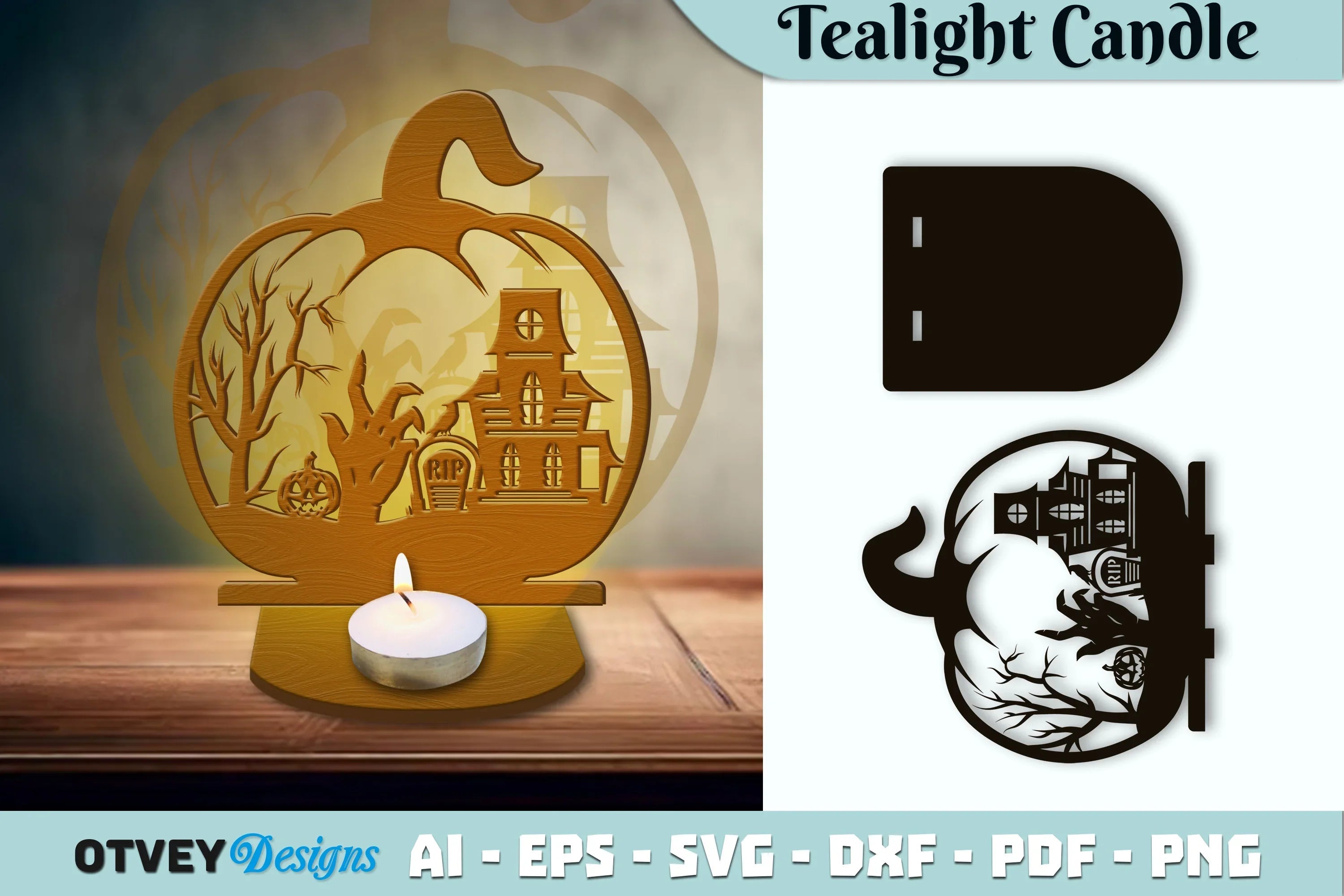 Halloween Tealight Candle Holder SVG Bundle - CraftNest - Digital Crafting and Art
