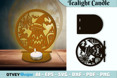 Halloween Tealight Candle Holder SVG Bundle - CraftNest - Digital Crafting and Art