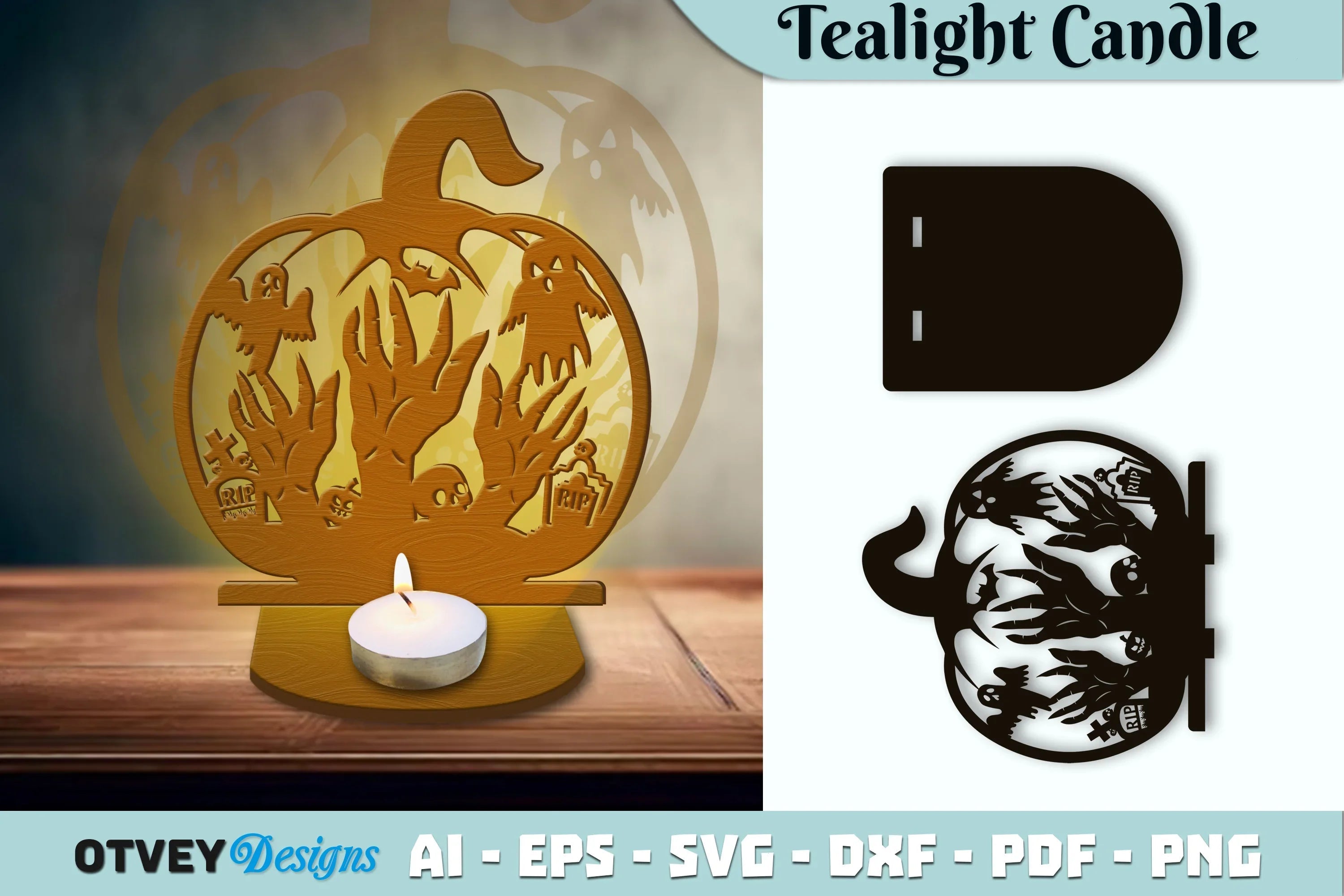 Halloween Tealight Candle Holder SVG Bundle - CraftNest - Digital Crafting and Art