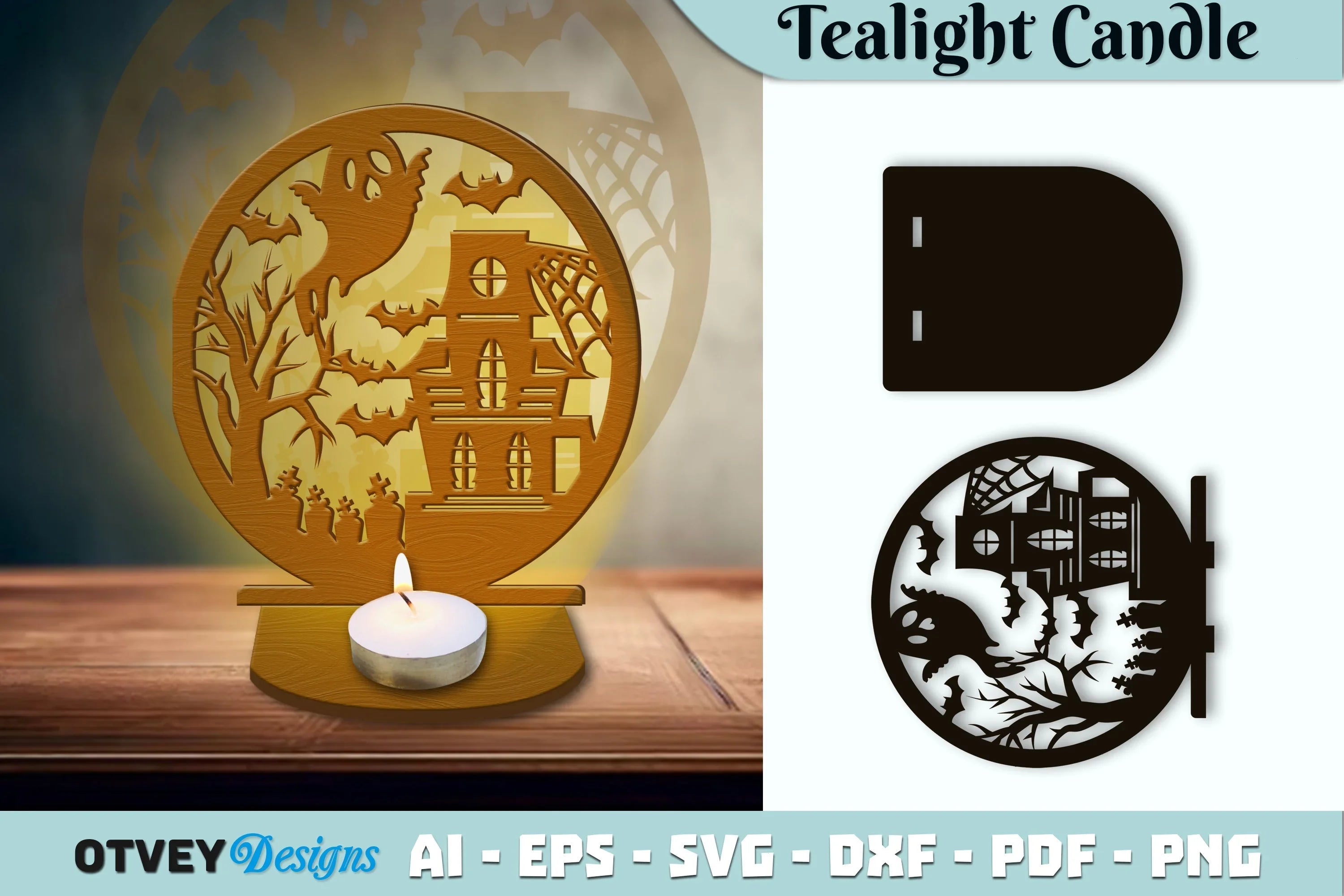 Halloween Tealight Candle Holder Lasercut SVG Bundle - CraftNest - Digital Crafting and Art