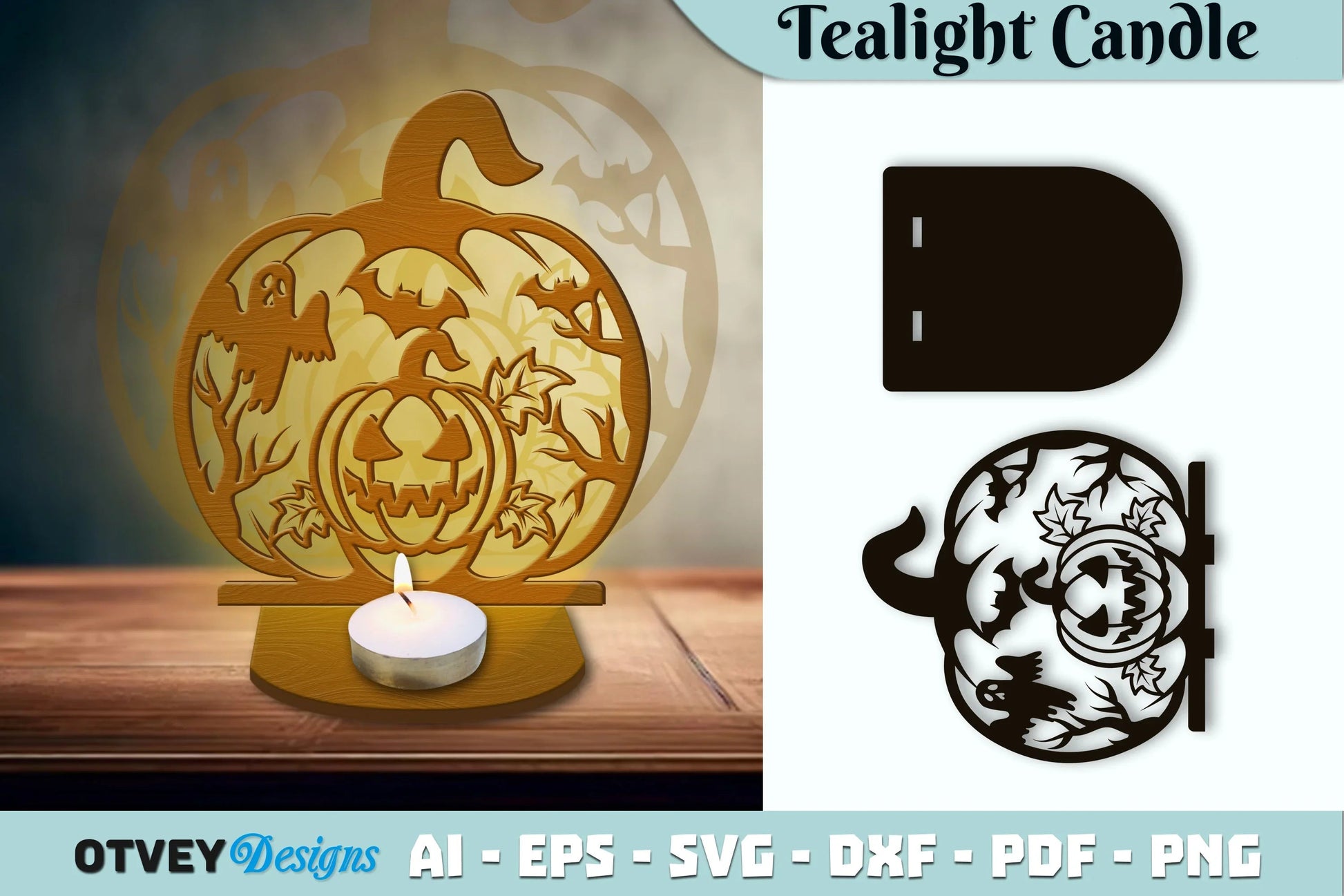 Halloween Tealight Candle Holder SVG Bundle - CraftNest - Digital Crafting and Art