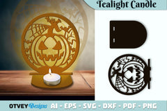 Halloween Tealight Candle Holder SVG Bundle - CraftNest - Digital Crafting and Art