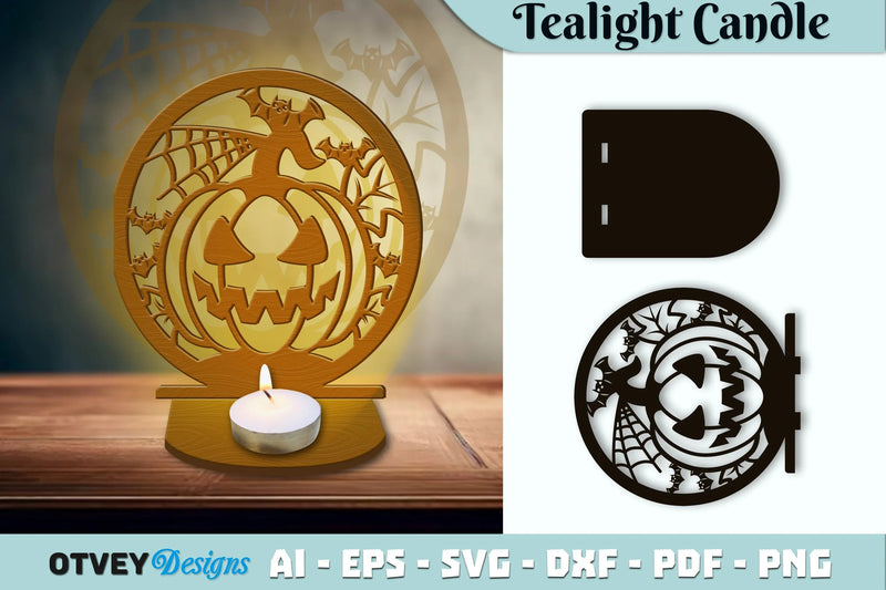 Halloween Tealight Candle Holder SVG Bundle - CraftNest - Digital Crafting and Art