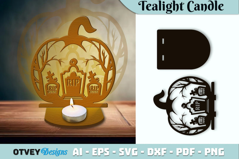 Halloween Tealight Candle Holder SVG Bundle - CraftNest - Digital Crafting and Art