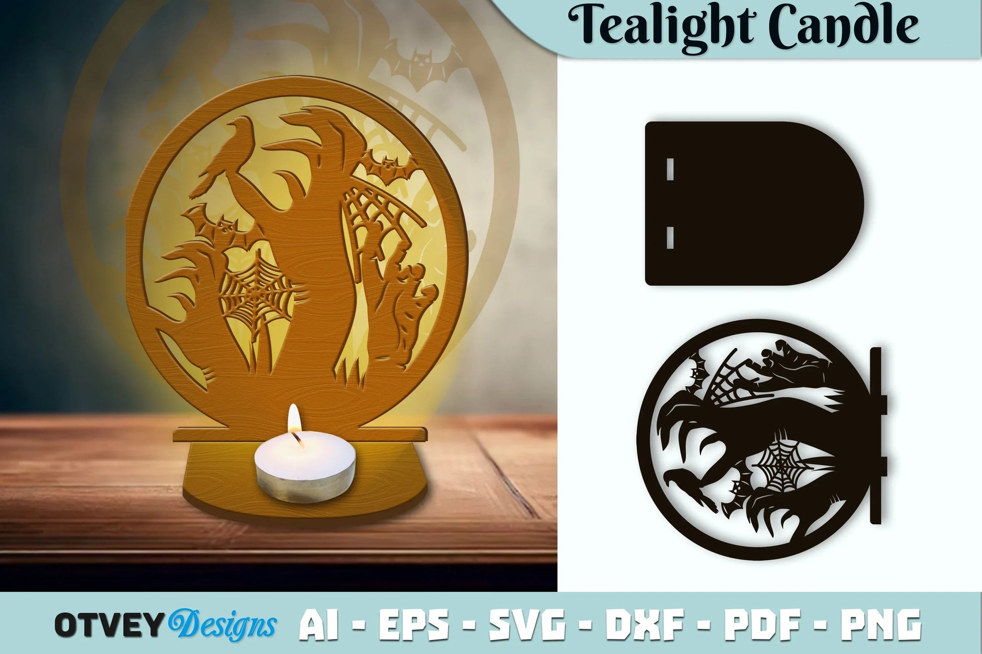 Halloween Tealight Candle Holder SVG Bundle - CraftNest - Digital Crafting and Art
