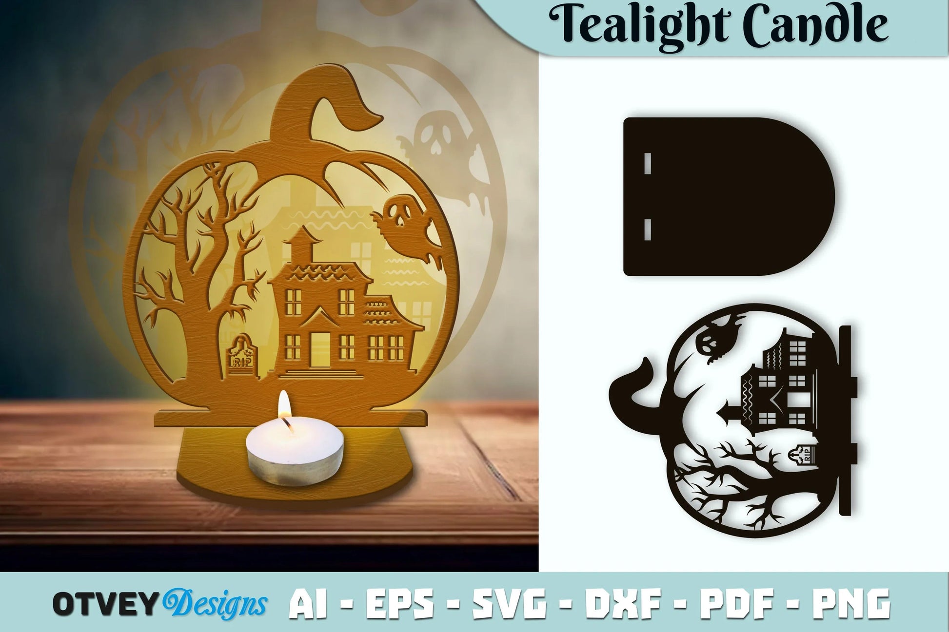 Halloween Tealight Candle Holder SVG Bundle - CraftNest - Digital Crafting and Art
