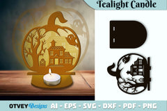 Halloween Tealight Candle Holder SVG Bundle - CraftNest - Digital Crafting and Art