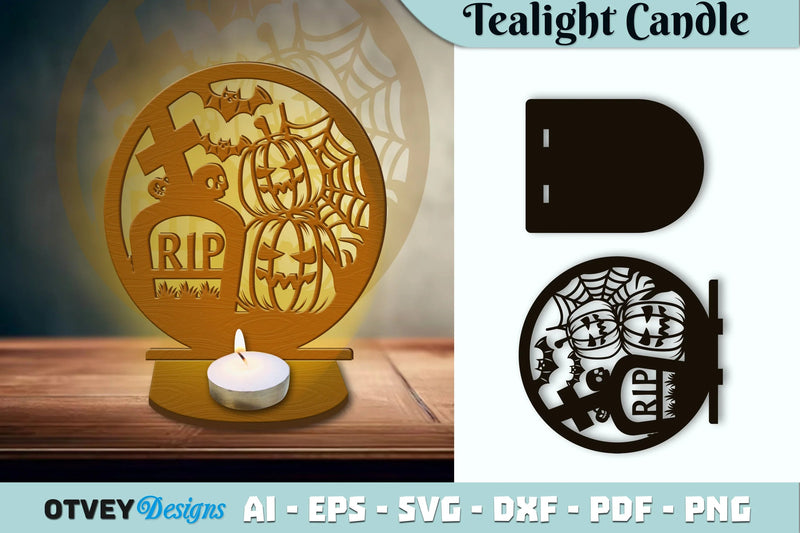 Halloween Tealight Candle Holder SVG Bundle - CraftNest - Digital Crafting and Art