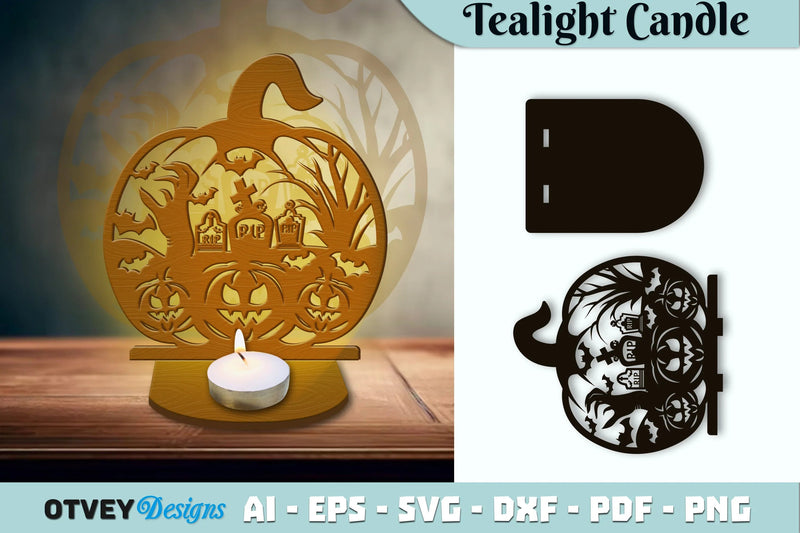 Halloween Tealight Candle Holder SVG Bundle - CraftNest - Digital Crafting and Art