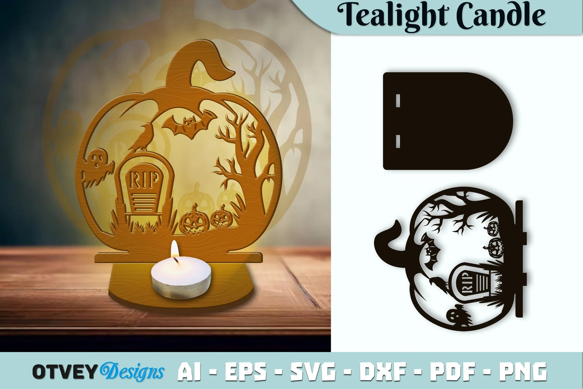 Halloween Tealight Candle Holder Lasercut SVG Bundle - CraftNest - Digital Crafting and Art
