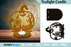 Halloween Tealight Candle Holder Lasercut SVG Bundle - CraftNest - Digital Crafting and Art