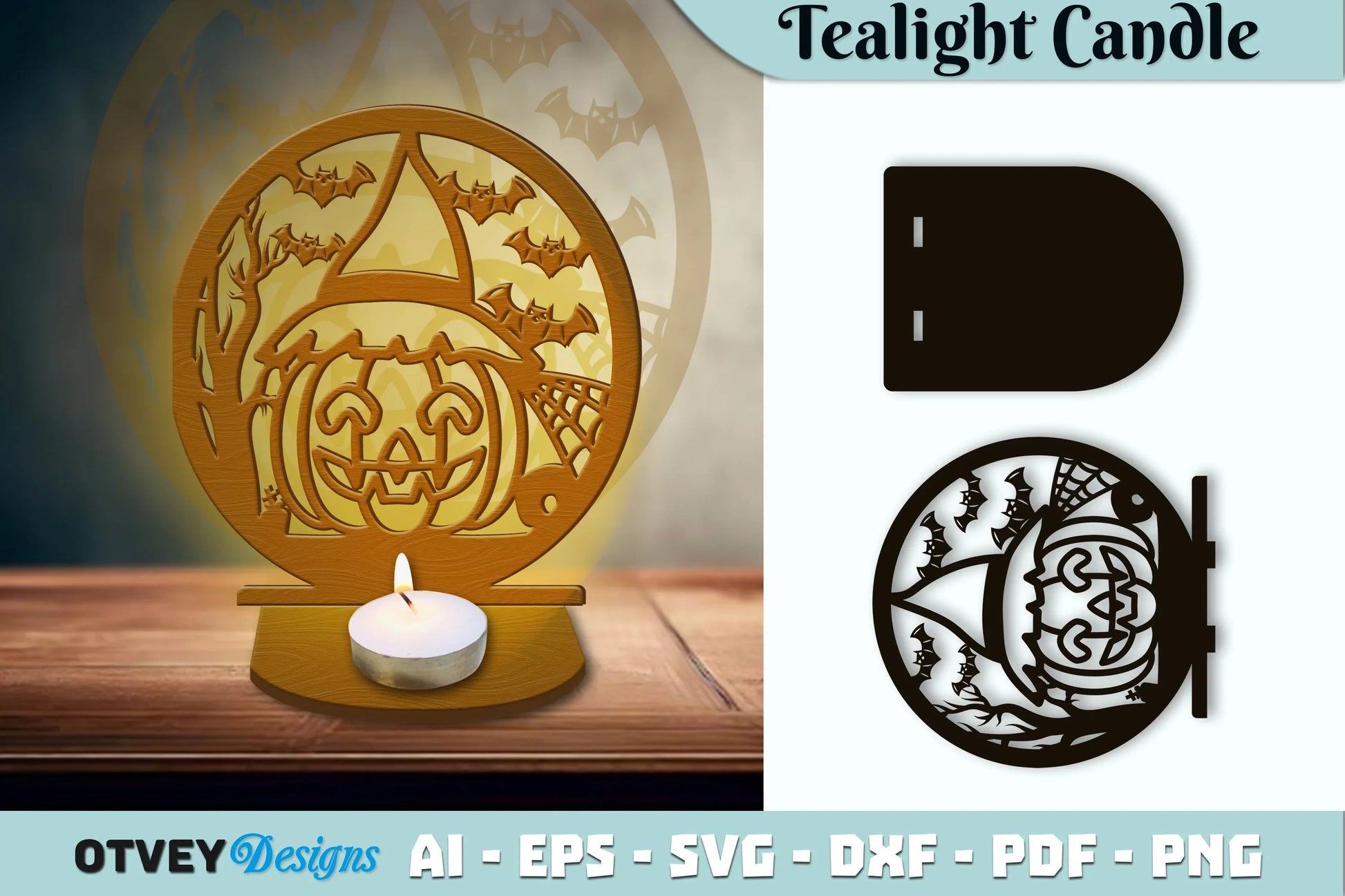 Halloween Tealight Candle Holder SVG Bundle - CraftNest - Digital Crafting and Art