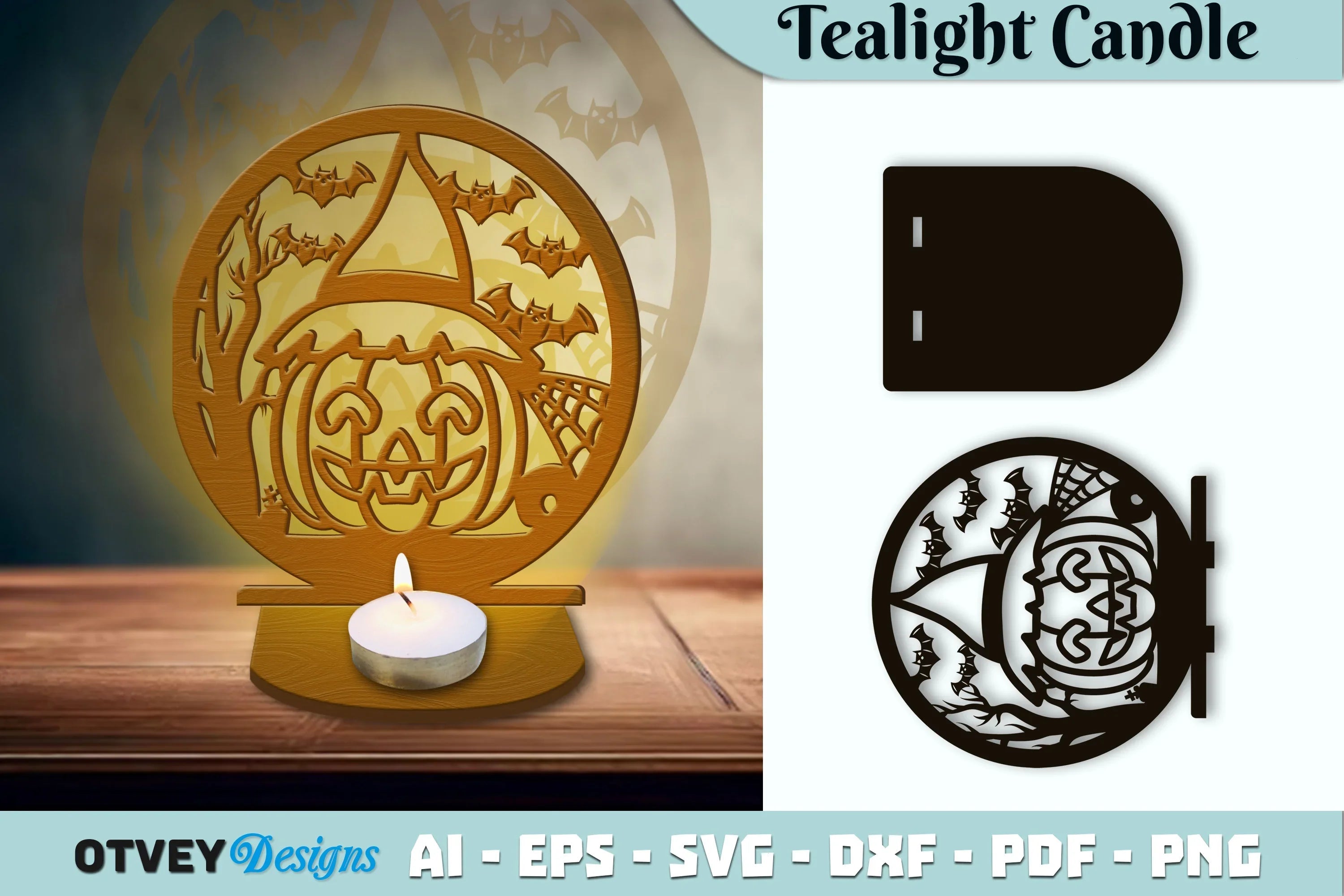 Halloween Tealight Candle Holder SVG Bundle - CraftNest - Digital Crafting and Art