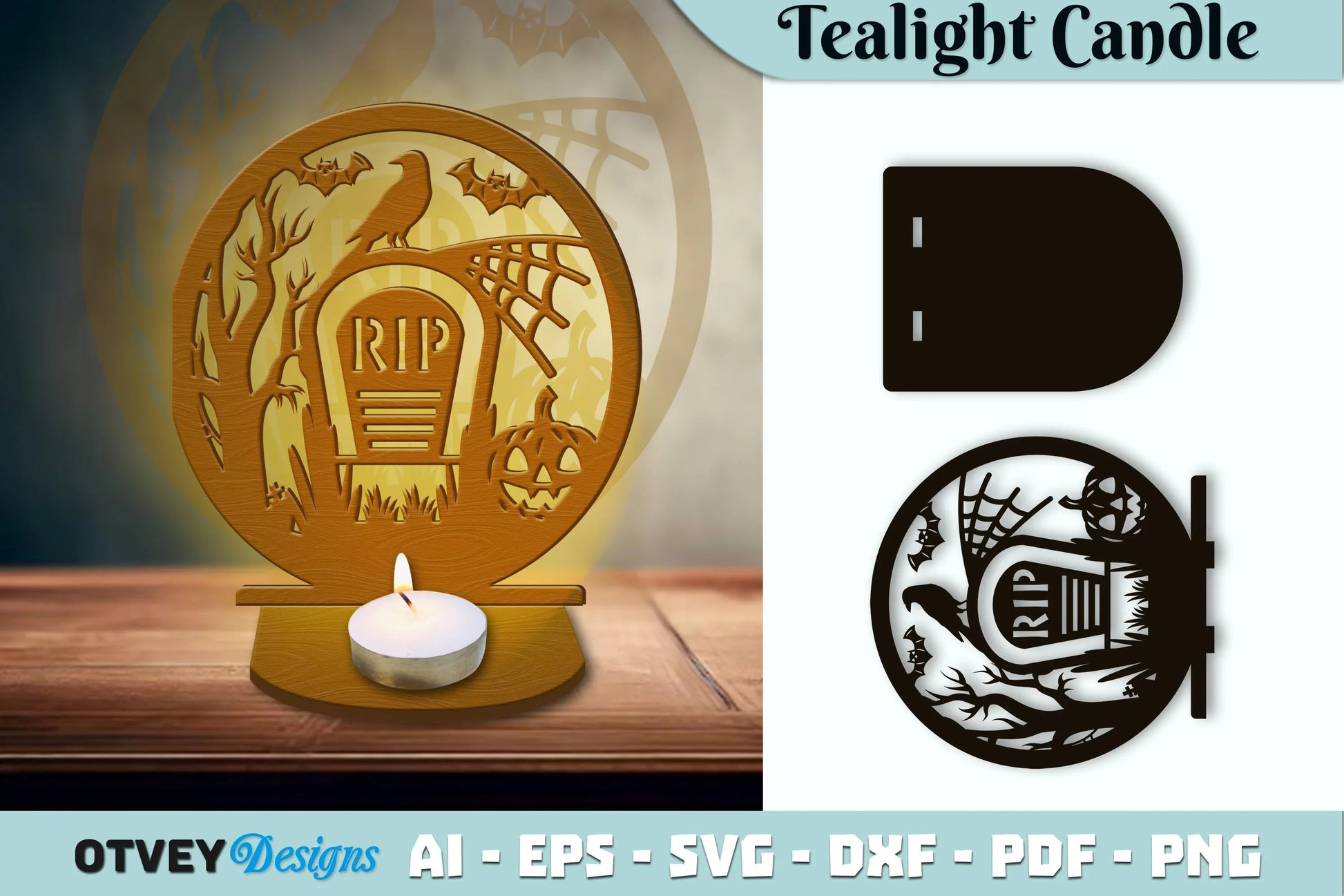 Halloween Tealight Candle Holder SVG Bundle - CraftNest - Digital Crafting and Art