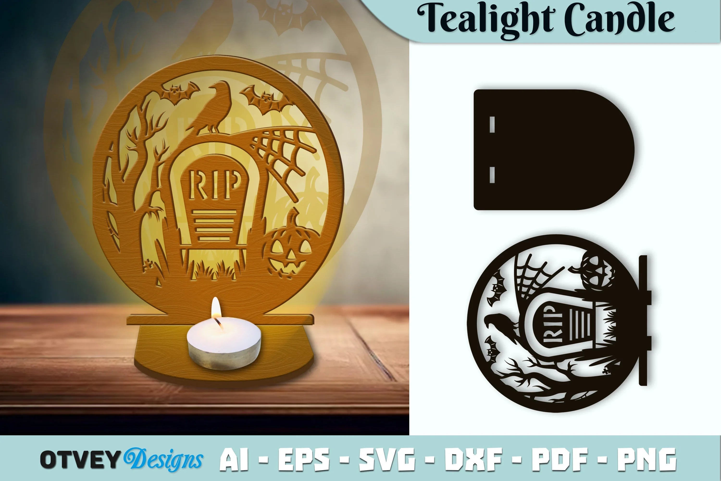 Halloween Tealight Candle Holder SVG Bundle - CraftNest - Digital Crafting and Art
