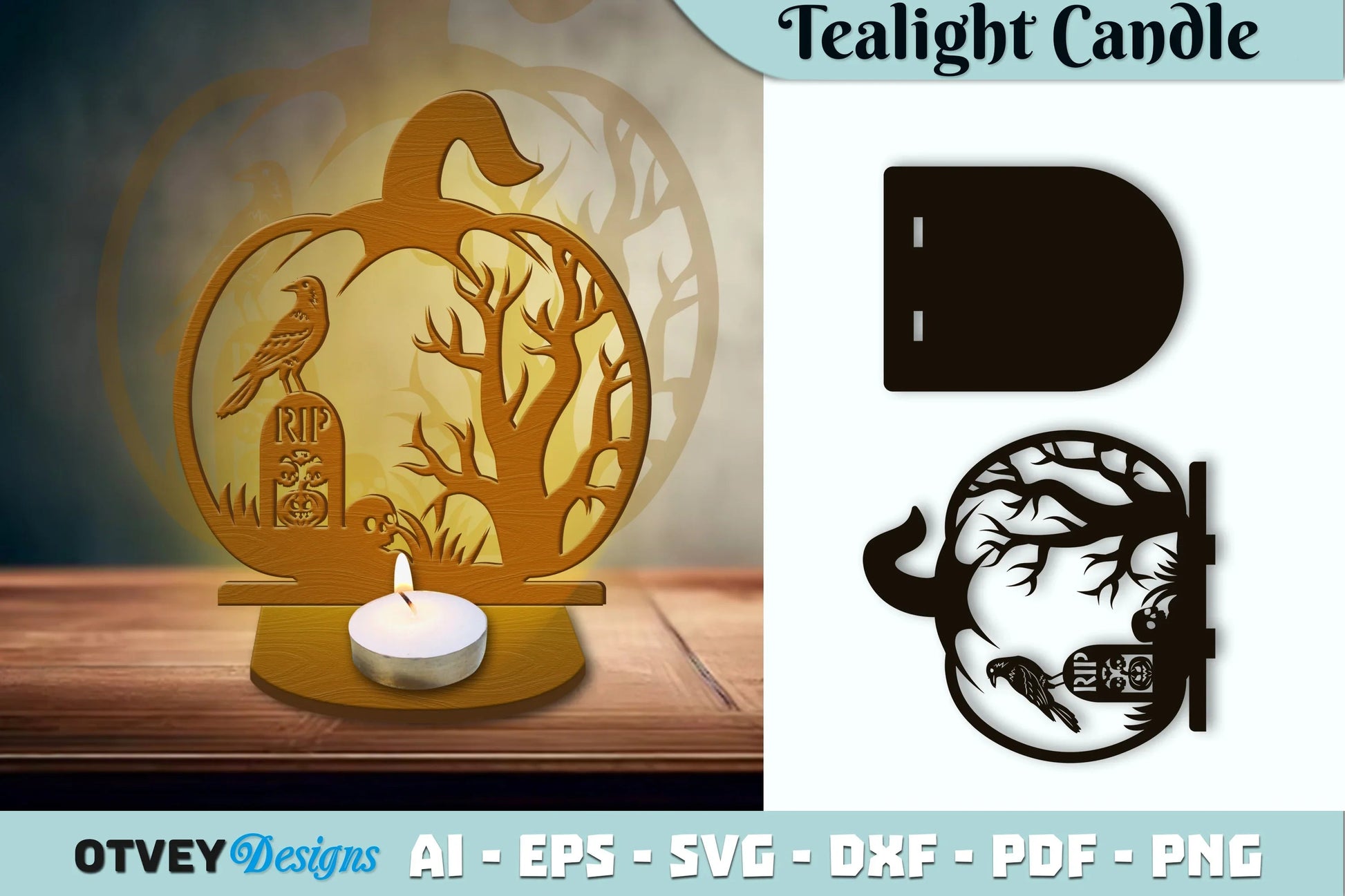 Halloween Tealight Candle Holder SVG Bundle - CraftNest - Digital Crafting and Art
