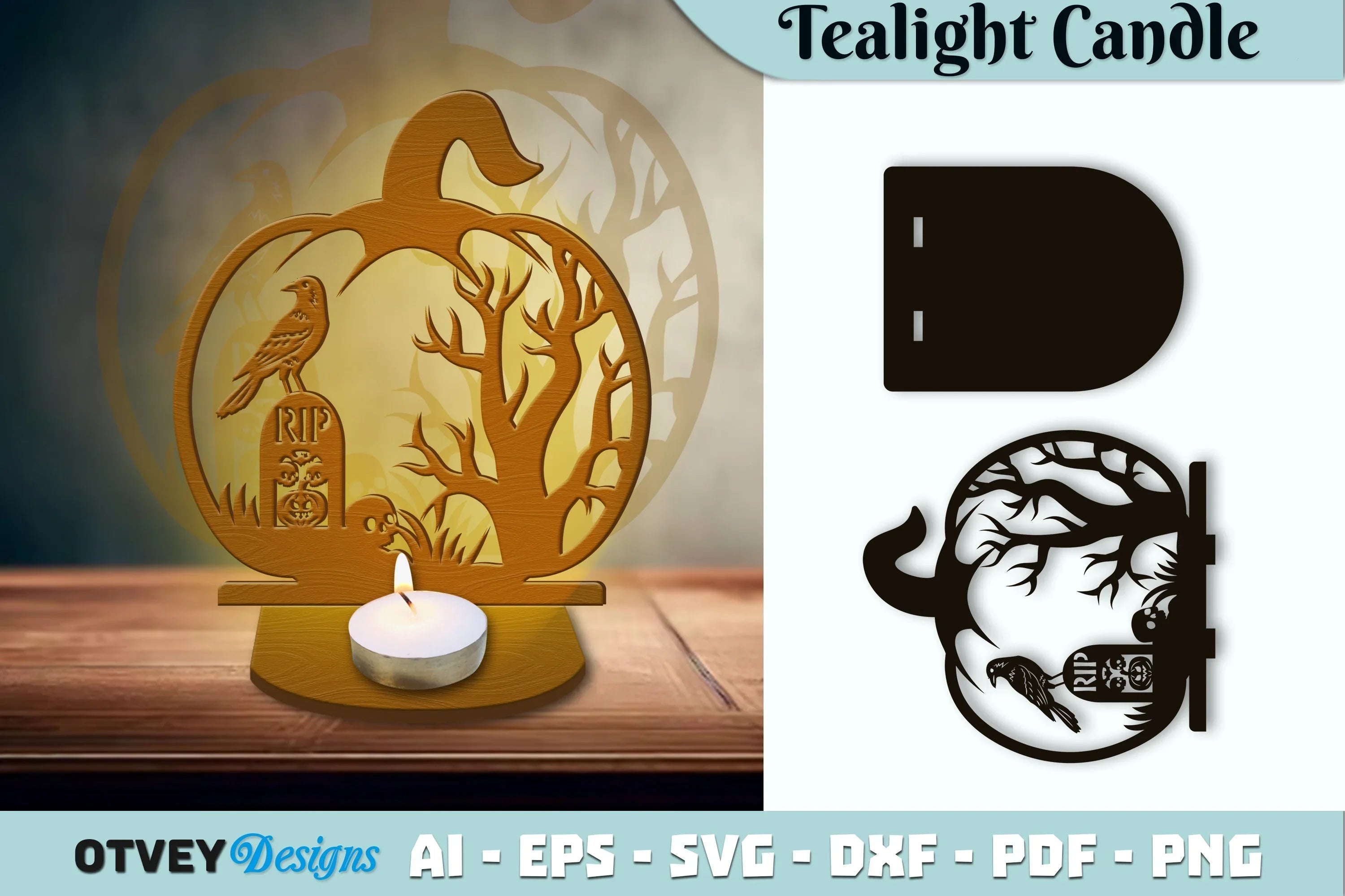 Halloween Tealight Candle Holder SVG Bundle - CraftNest - Digital Crafting and Art