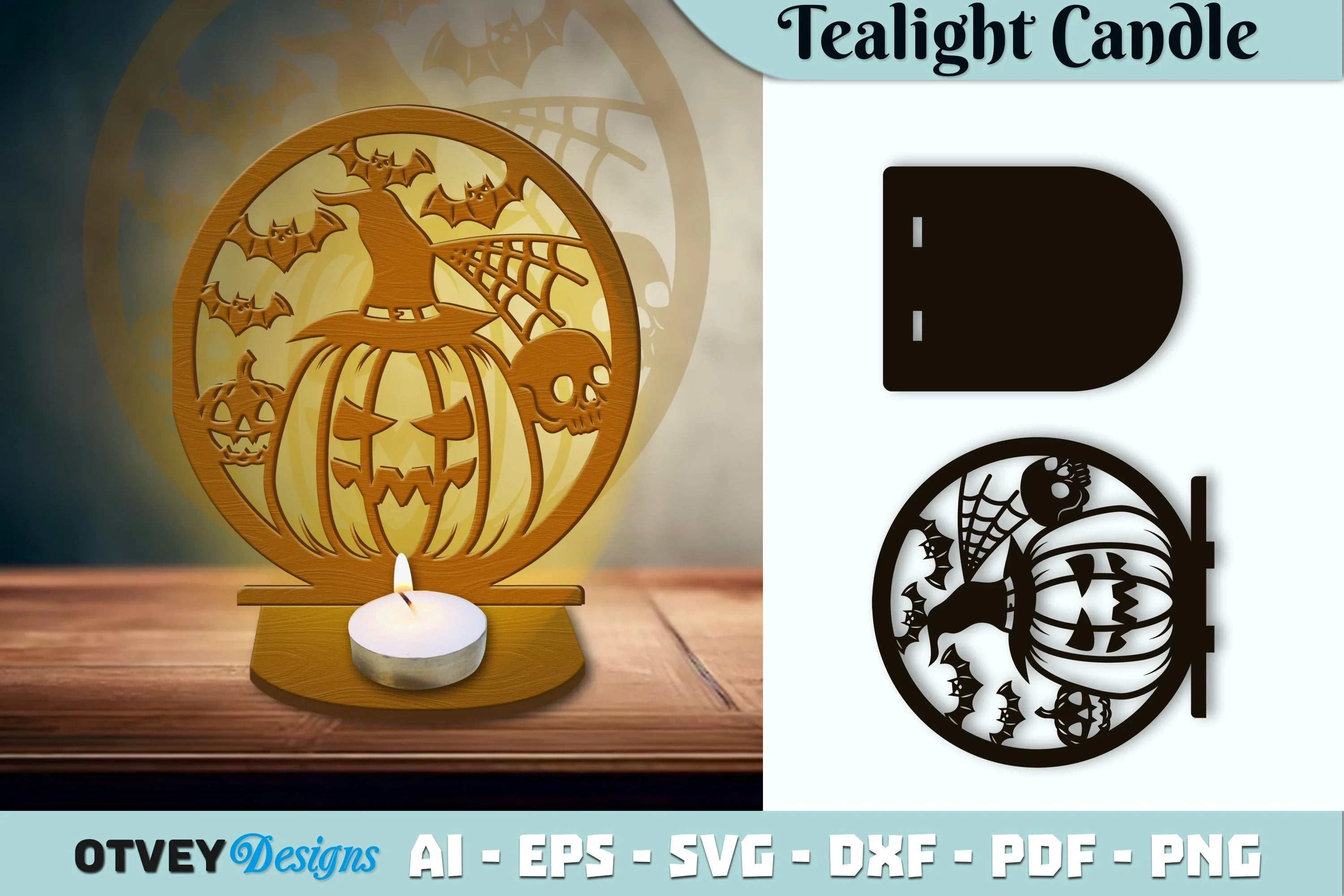 Halloween Tealight Candle Holder SVG Bundle - CraftNest - Digital Crafting and Art