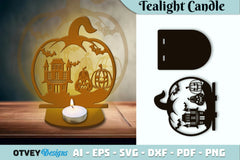 Halloween Tealight Candle Holder SVG Bundle - CraftNest - Digital Crafting and Art