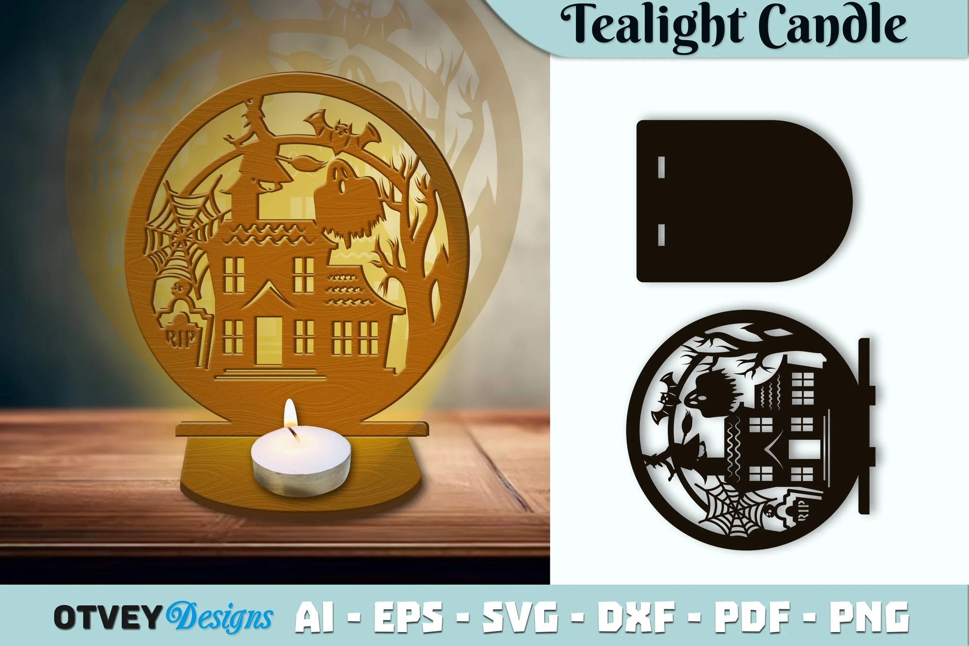 Halloween Tealight Candle Holder SVG Bundle - CraftNest - Digital Crafting and Art