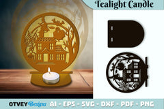 Halloween Tealight Candle Holder SVG Bundle - CraftNest - Digital Crafting and Art