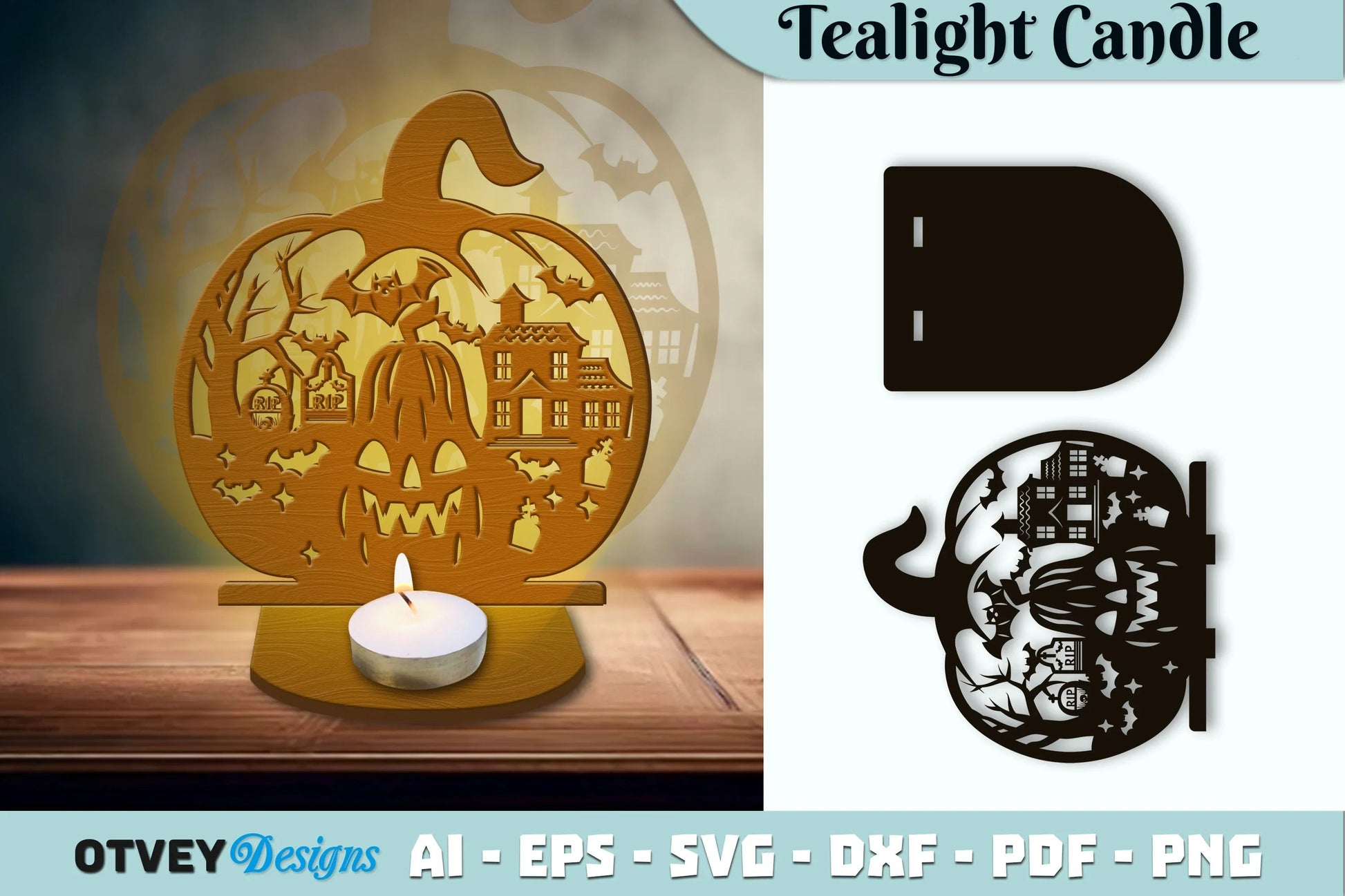 Halloween Tealight Candle Holder SVG Bundle - CraftNest - Digital Crafting and Art