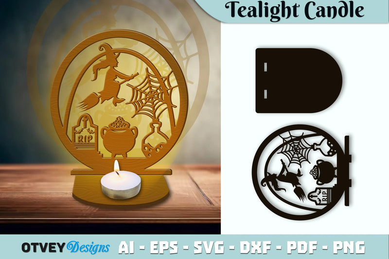 Halloween Tealight Candle Holder SVG Bundle - CraftNest - Digital Crafting and Art