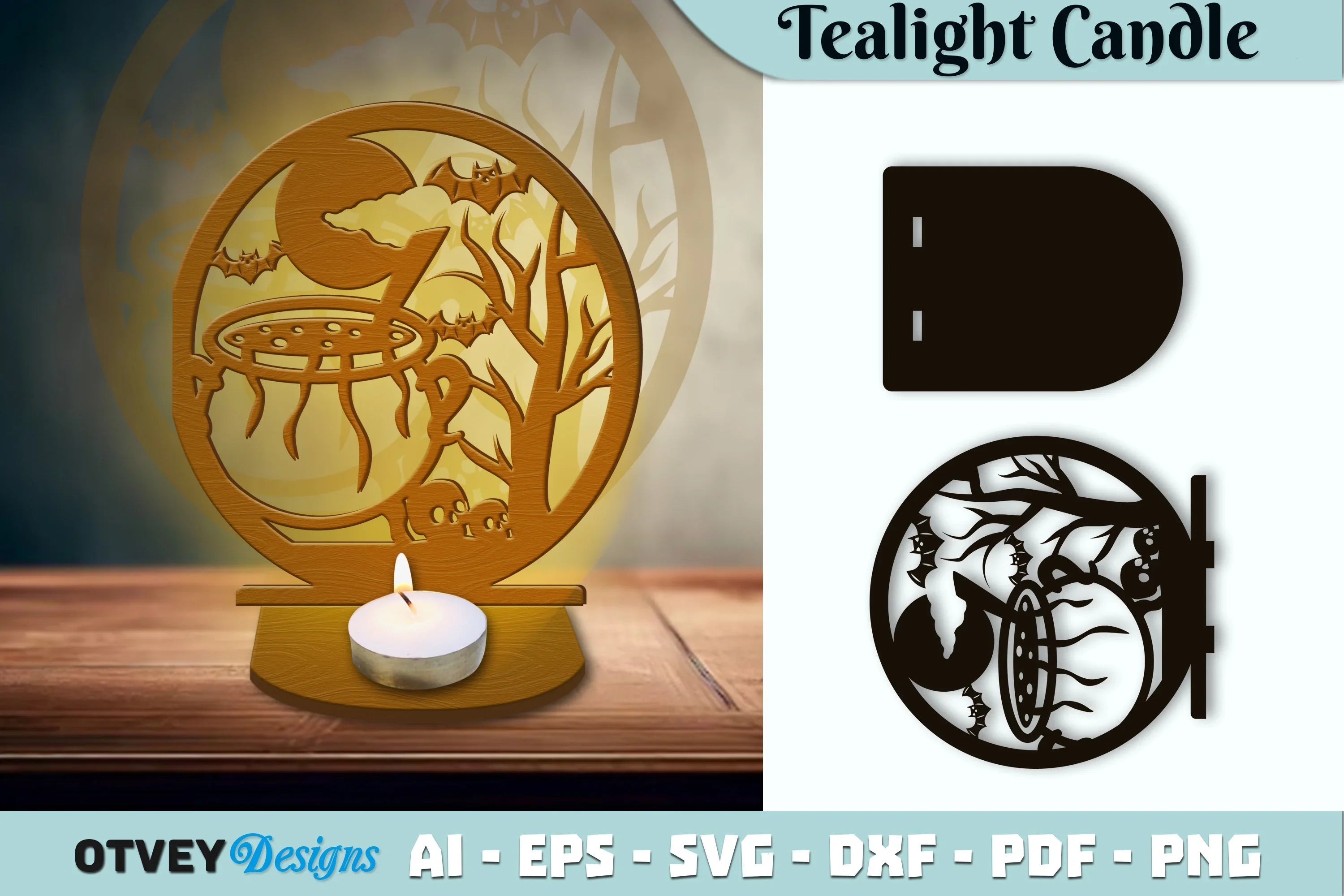 Halloween Tealight Candle Holder Lasercut SVG Bundle - CraftNest - Digital Crafting and Art