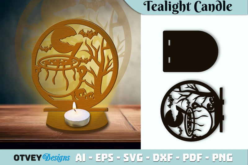 Halloween Tealight Candle Holder Lasercut SVG Bundle - CraftNest - Digital Crafting and Art