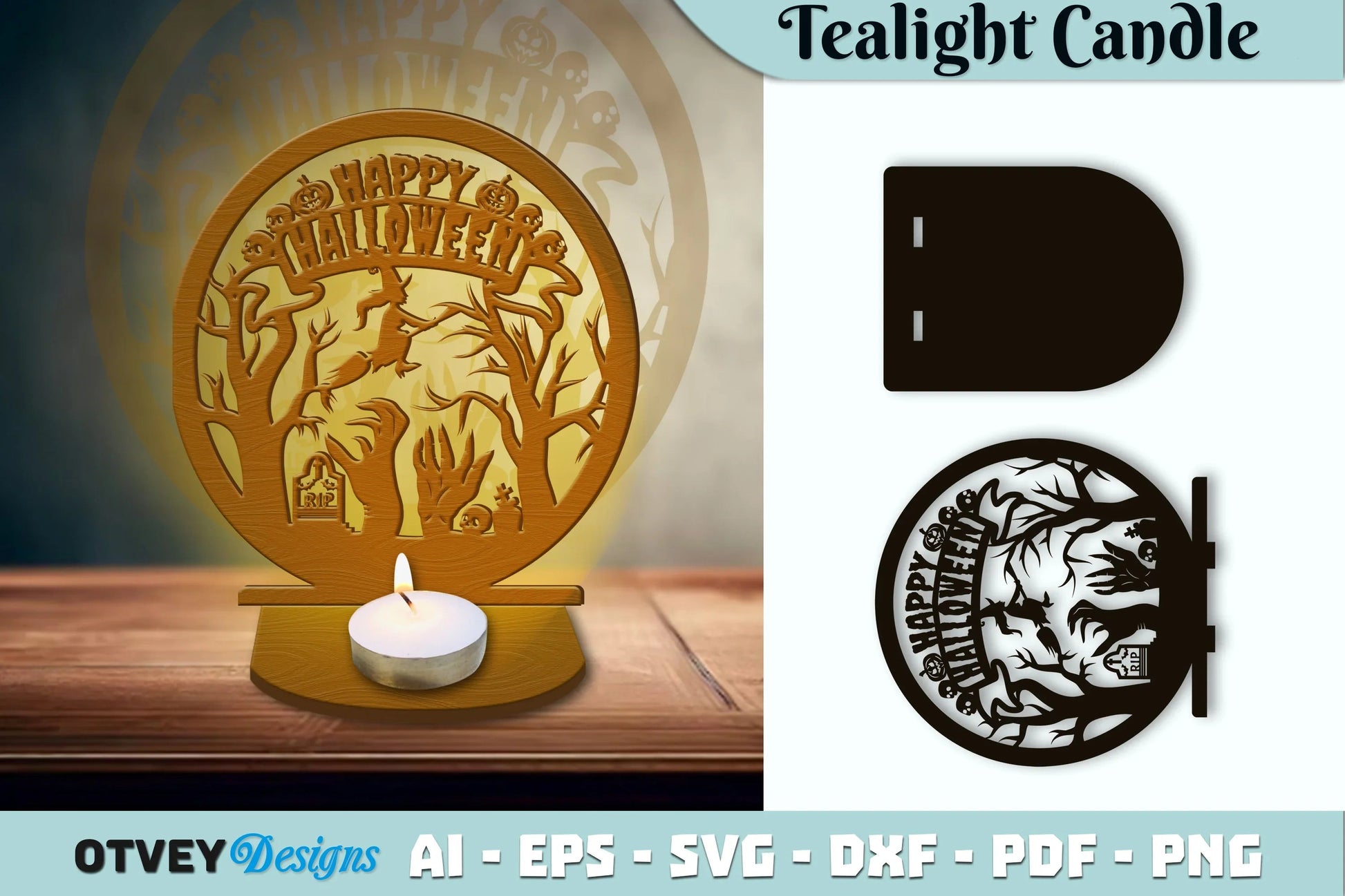 Halloween Tealight Candle Holder SVG Bundle - CraftNest - Digital Crafting and Art