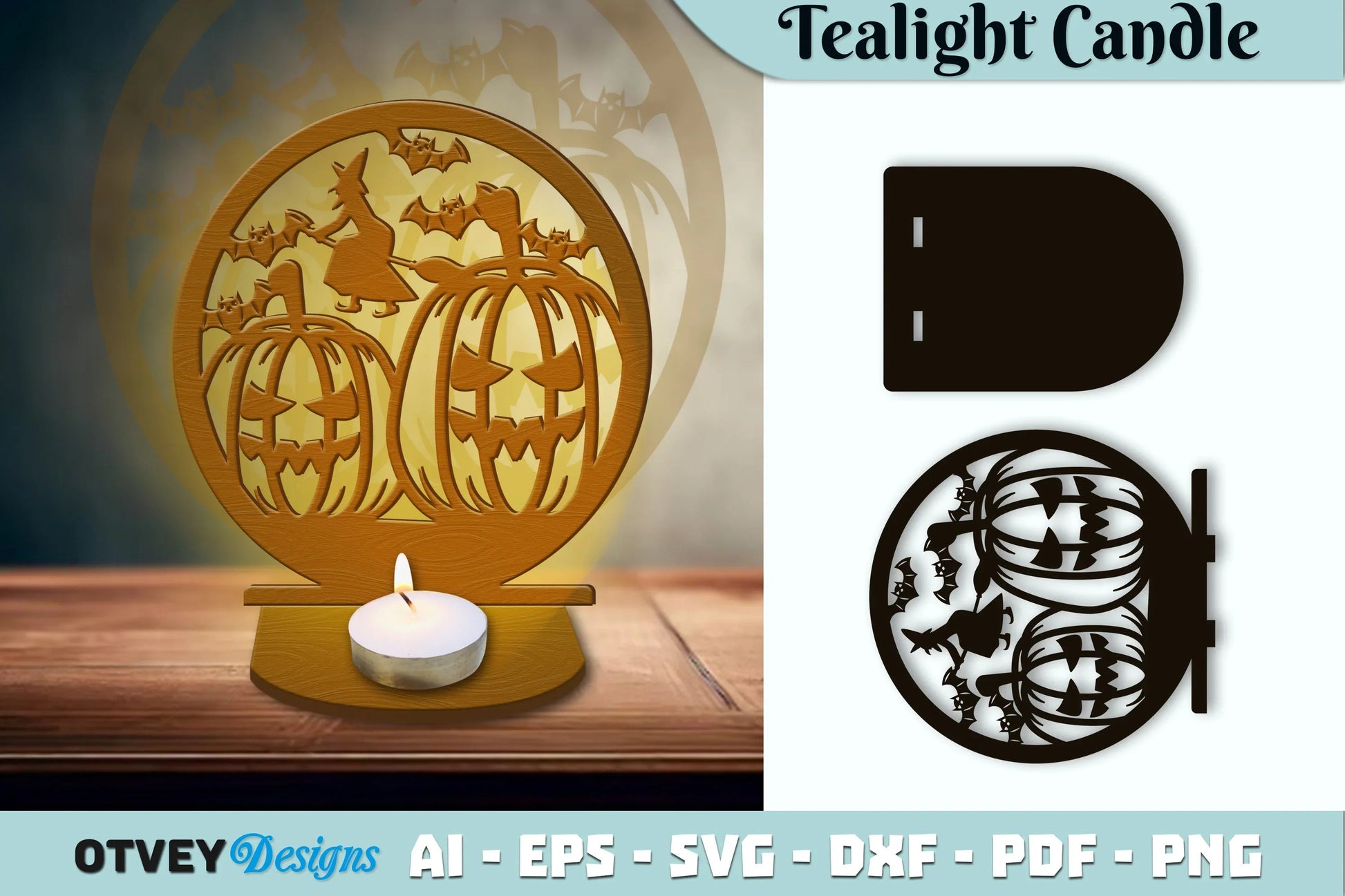 Halloween Tealight Candle Holder SVG Bundle - CraftNest - Digital Crafting and Art