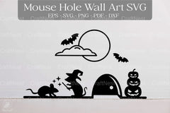 Halloween Witch Mouse Hole Wall Art Sticker Clipart Bundle - CraftNest - Digital Crafting and Art