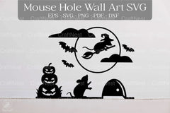 Halloween Witch Mouse Hole Wall Decor Sticker Clipart Bundle - CraftNest - Digital Crafting and Art