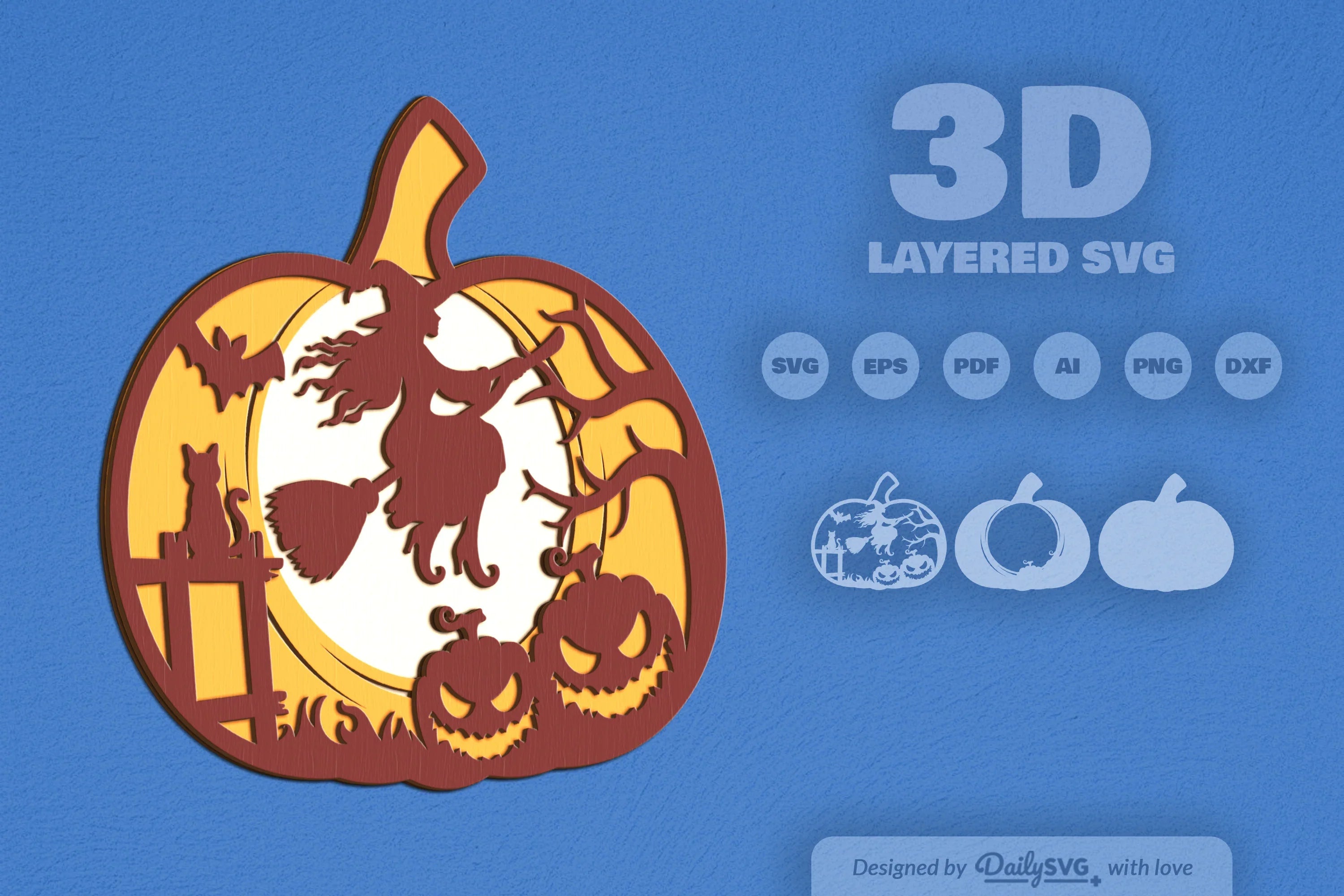 Halloween Witch Pumpkin Laser Cut SVG Bundle - CraftNest - Digital Crafting and Art