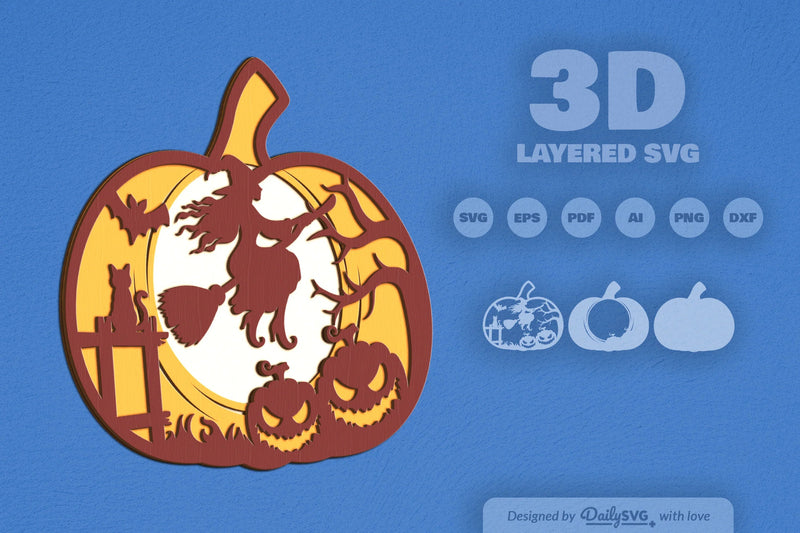 Halloween Witch Pumpkin Laser Cut SVG Bundle - CraftNest - Digital Crafting and Art
