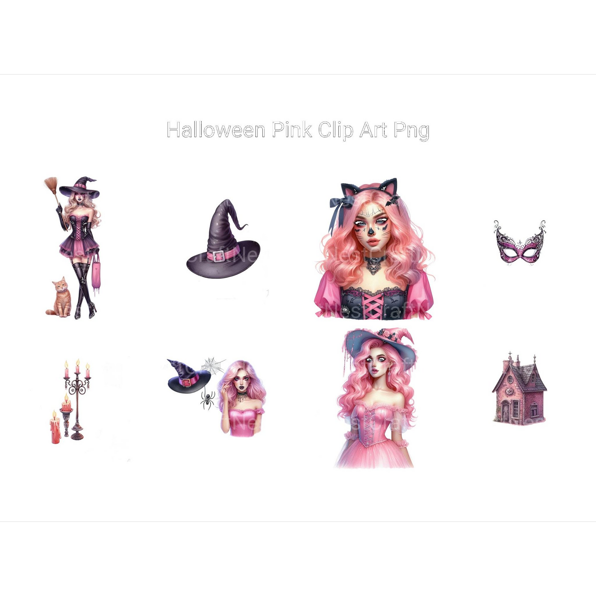 Pink Halloween Clipart - CraftNest - Digital Crafting and Art