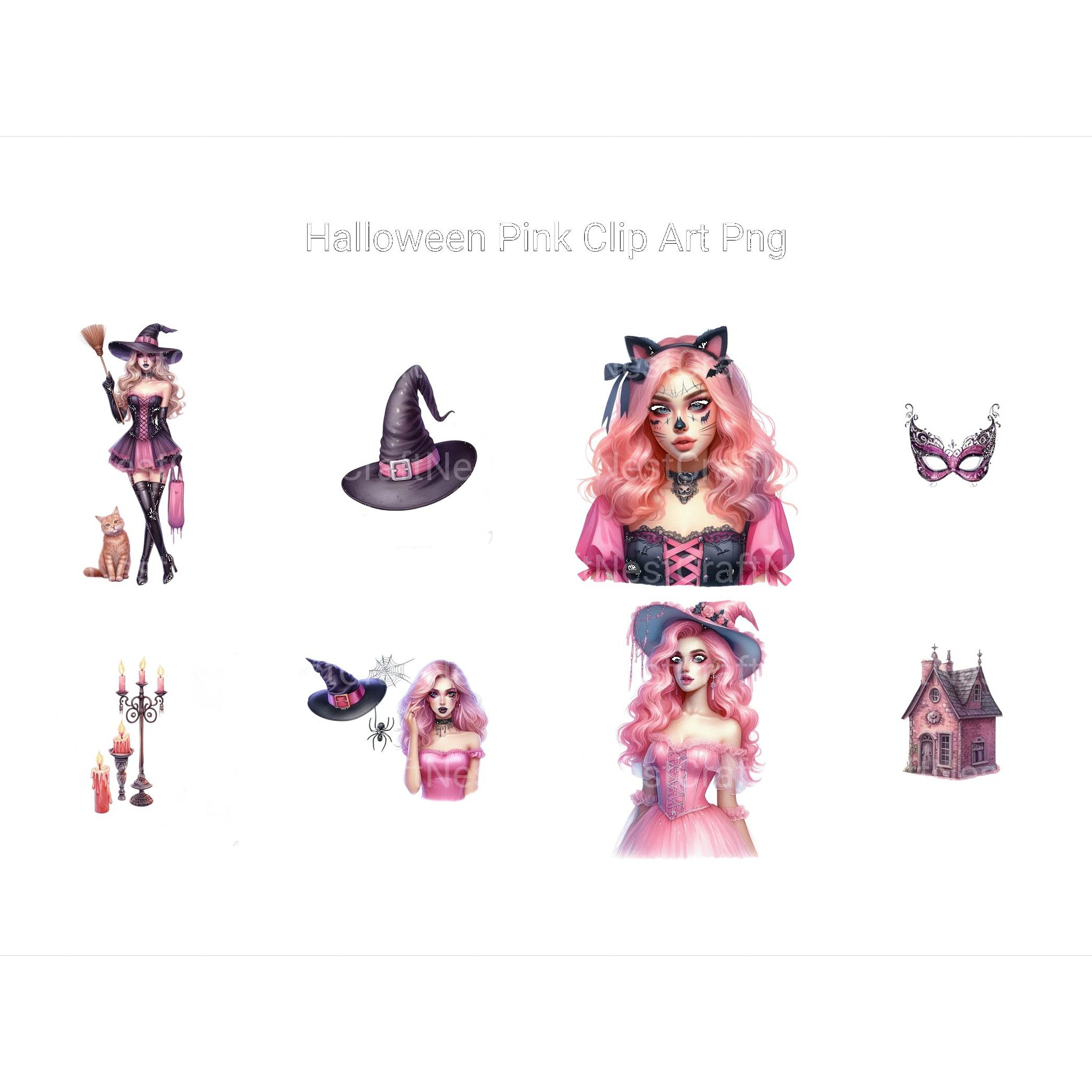 Pink Halloween Clipart - CraftNest - Digital Crafting and Art