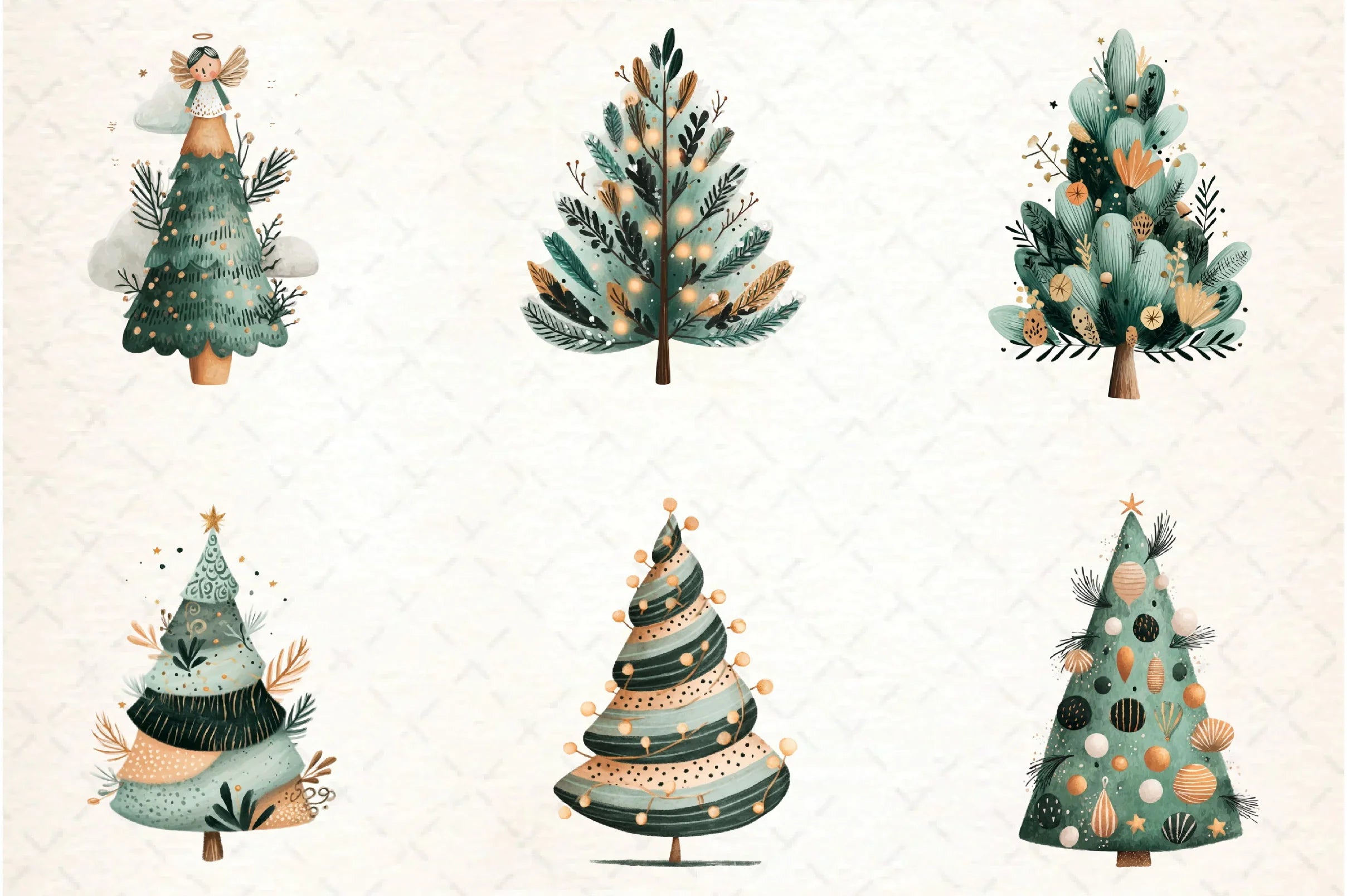 Hand Drawn Christmas Tree Clipart Bundle - CraftNest - Digital Crafting and Art