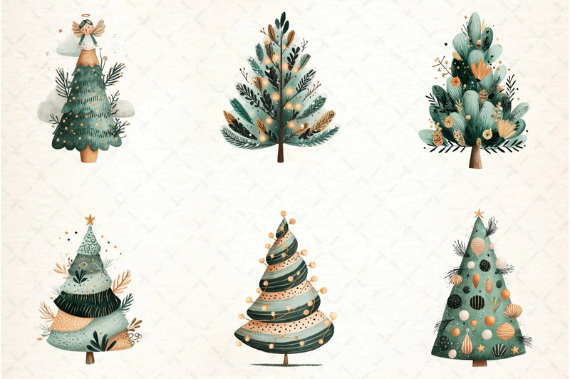 Hand Drawn Christmas Tree Clipart Bundle - CraftNest - Digital Crafting and Art