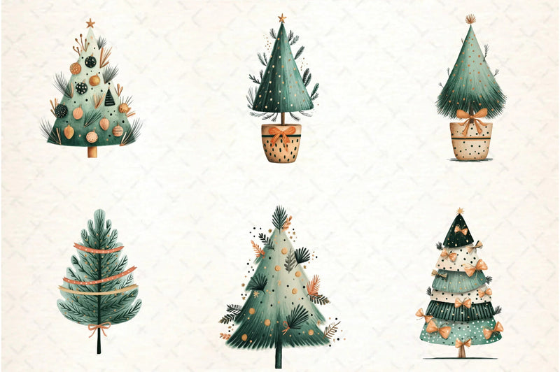 Hand Drawn Christmas Tree Clipart Bundle - CraftNest - Digital Crafting and Art