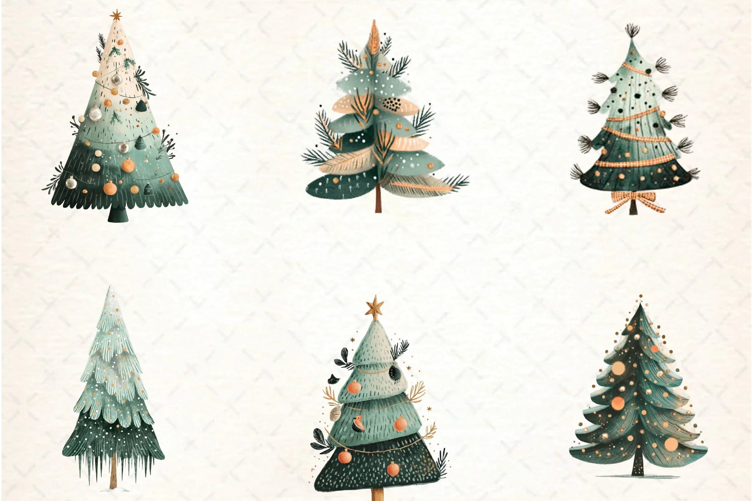 Hand Drawn Christmas Tree Clipart Bundle - CraftNest - Digital Crafting and Art