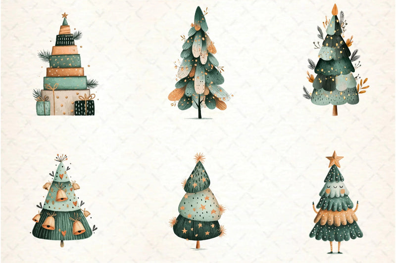 Hand Drawn Christmas Tree Clipart Bundle - CraftNest - Digital Crafting and Art