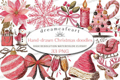 Hand Drawn Christmas Doodles Clipart Bundle - CraftNest - Digital Crafting and Art