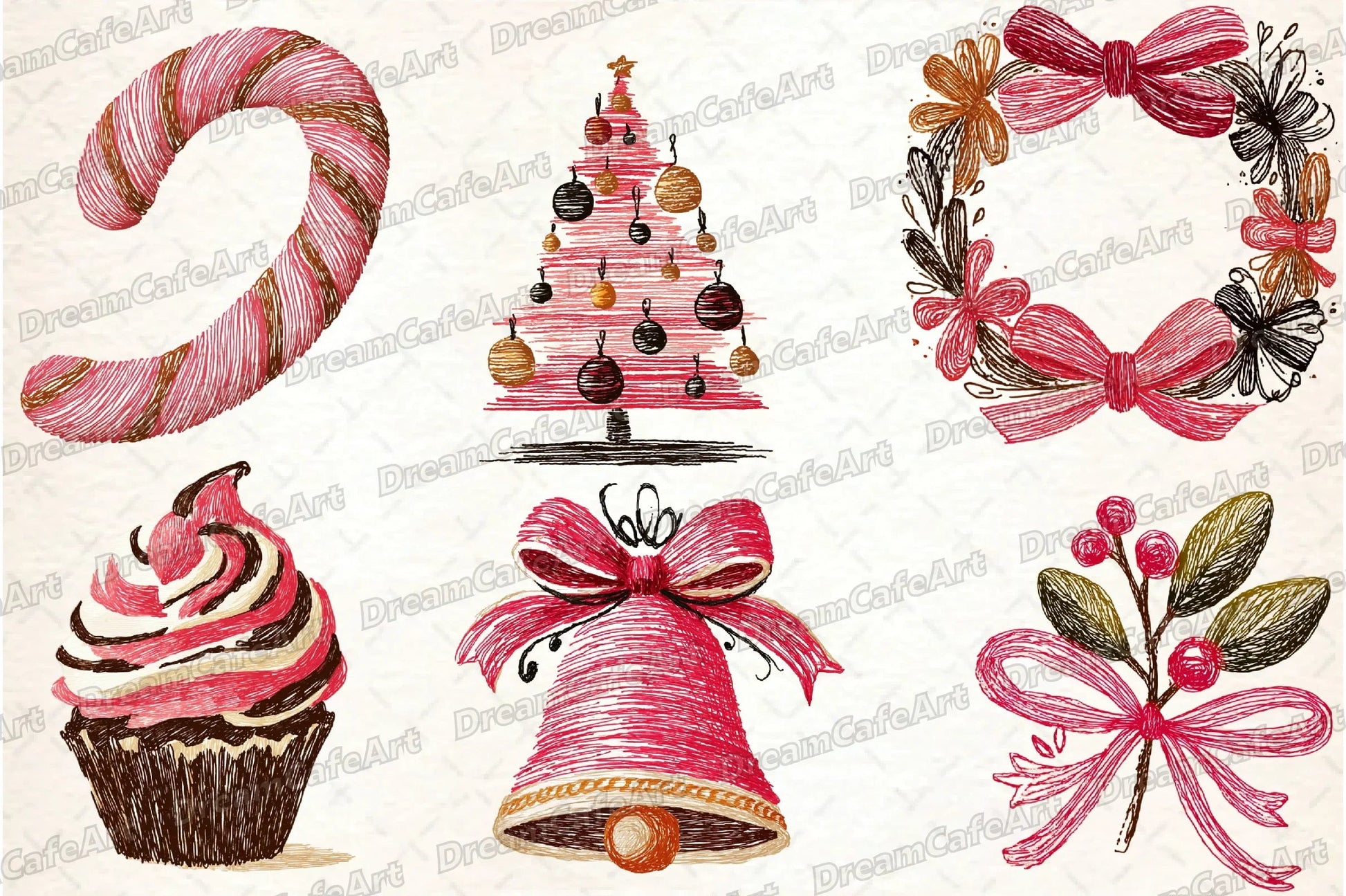 Hand Drawn Christmas Doodles Clipart Bundle - CraftNest - Digital Crafting and Art
