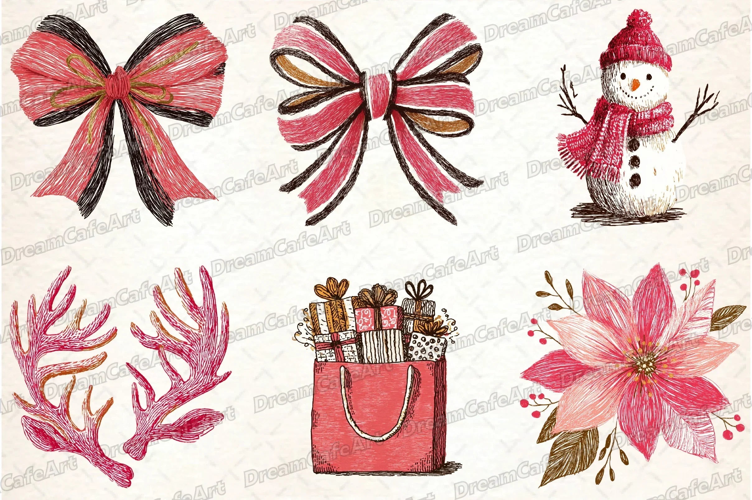 Hand Drawn Christmas Doodles Clipart Bundle - CraftNest - Digital Crafting and Art