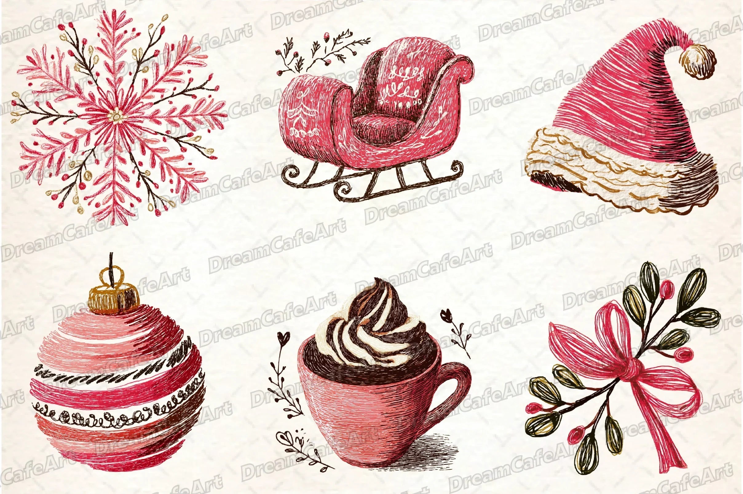 Hand Drawn Christmas Doodles Clipart Bundle - CraftNest - Digital Crafting and Art