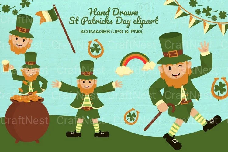 Hand Drawn St Patrick's Day Clipart Bundle - CraftNest - Digital Crafting and Art