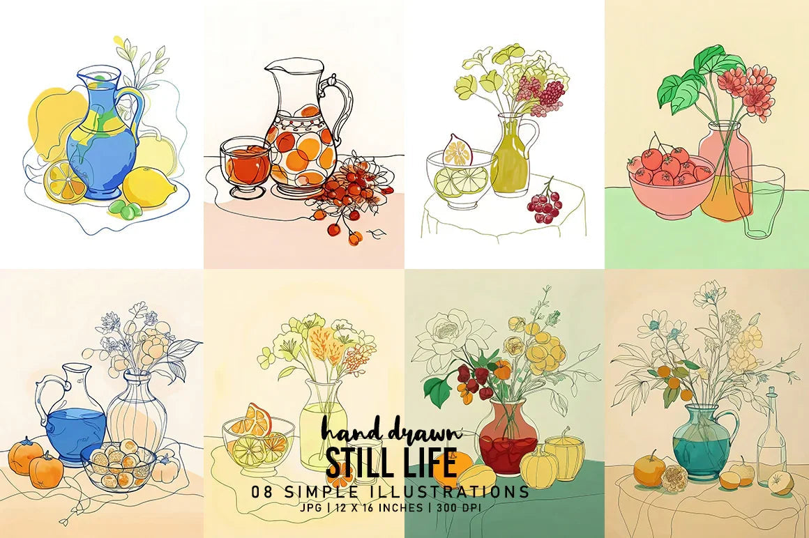 Hand Drawn Still Life - Wall Art - CraftNest - Digital Crafting and Art