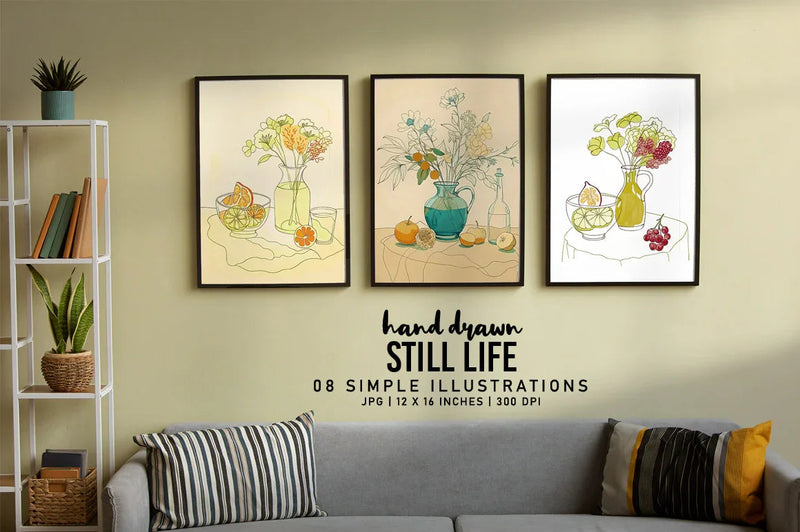 Hand Drawn Still Life - Wall Art - CraftNest - Digital Crafting and Art