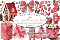 Whimsical Hand-Drawn Christmas Clipart Bundle - CraftNest - Digital Crafting and Art